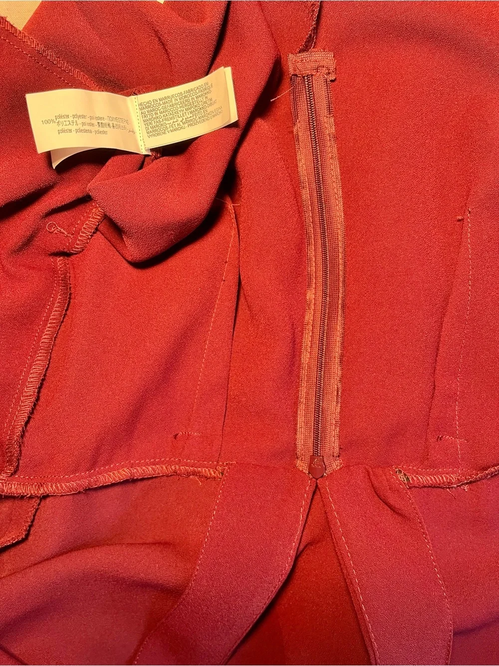 Zara Wide-Leg Belted Jumpsuit Maroon Size Small Elegant V-Neck Wide Leg - Picture 16 of 16